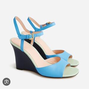 J.Crew Color block Ankle Strap Wedges